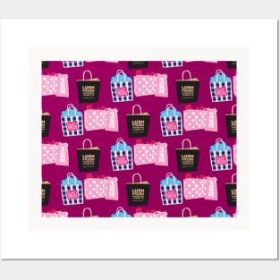 Hot Pink Girly Shopping Bag Design Posters and Art